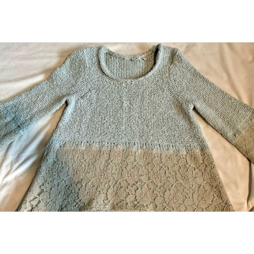 Anthropologie Gray Lace Detail Sweater